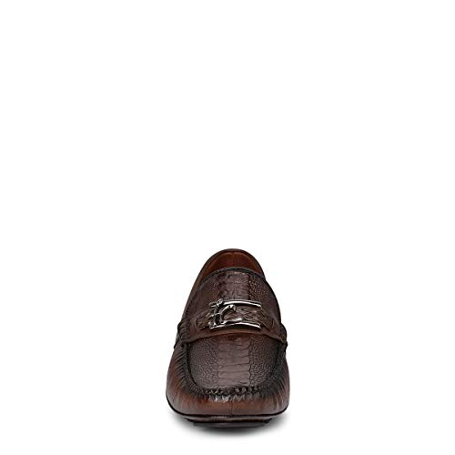 FRANCO CUADRA Exotic Brown Leather Driver Loafers, Ostrich Leg and Bovine Leather, Monogram Hardware4