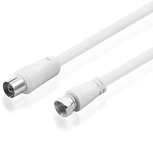 BestPlug LNB A Câble antenne TV Satellite coaxial Coax 7,5 m fiche F mâle vers femelle pour coaxial numérique Compatible avec TV HD Blanc 7,5 m m