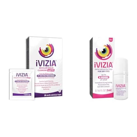 iVIZIA Eyelid Cleansing Wipes 20 Count and 0.16 Fl Oz Dry Eye Drops Bundle Cover