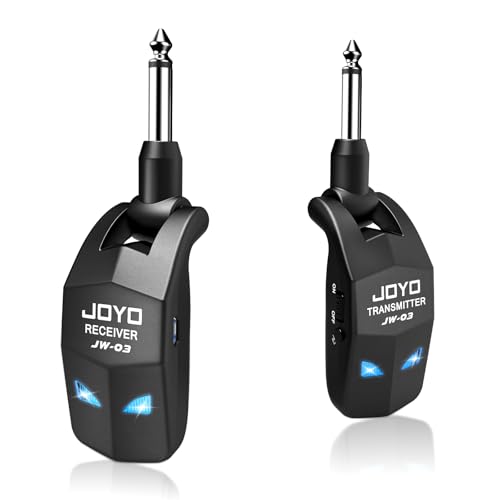 JOYO Système Sans Fil Guitare 2.4 GHz 4 Canaux Rechargeable - Émetteur-Récepteur Audio pour Guitare et Basse (JW-03)