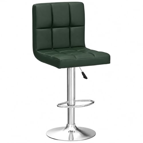 Image of Kemon KaiMeng Modern Adjustable Swivel Bar Stool Chair with Backrest, PU Leather Hydraulic Counter Stool with Footrest for Kitchen Island, Cafe & Home Bar, Green, Square Tufted Back Stool
