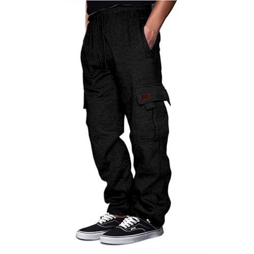 Men's Cargo Sweatpants Casual Fleece Baggy Sweatpants with Pockets Elastic Waist Cargo Joggers Sweat Pants Trousers2