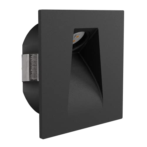 Eglo LED lámpara empotrada Mecinos, LED luz empotrada, iluminación de la escalera de metal en negro, LED luz empotrada en la pared blanco cálido, L x A 8 cm