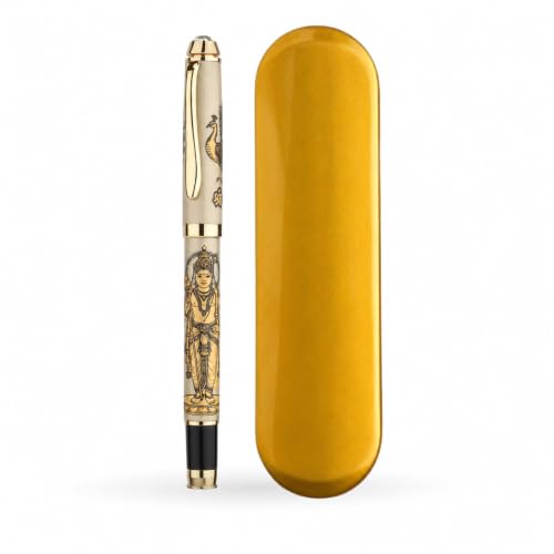 Image of Lord Murugan Etched Premium Metal Pen | Kartikeya, Skanda & Subramanya Divine Roller Ball Pen | Spiritual Hindu Gift for Men, Women, Teachers & Professionals