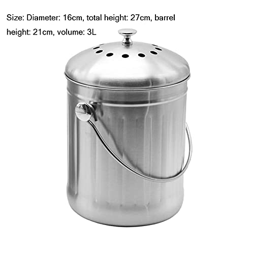 Afvalbakken Roestvrijstalen compostbak Kitchen Compost Bin voor Keuken Aanrecht - 0. 8 Gallon Compost Emmer voor keuken met deksel Recycling bin bags - Image 3