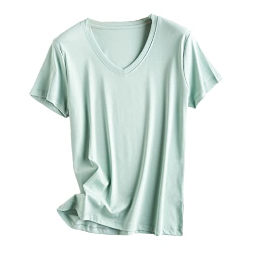 T-shirt d'été pour femmes en coton haut décontracté col rond pour un style quotidien