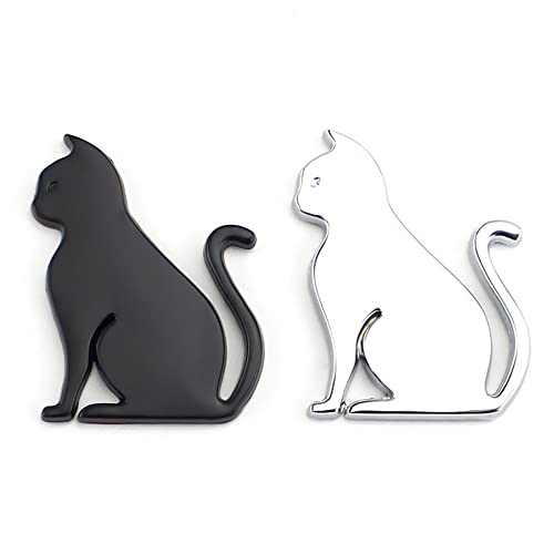 Image of YSY 2Pcs 3D Cat Shape Logo Animal Car Emblem Motorcycle Sticker Truck Label Emblem Car Badge Styling Decoration Car Accessories(A) (3D Cat, Silver)