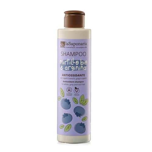 La Saponaria | Champú Antioxidante Orgánico con Arginina y Arándano Azul | Protege el Color, Aporta Brillo y Vitalidad | Contra Canas y Caída Prematura | Con Amla, AHA y Vitamina E | 200 ml