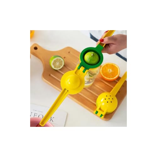 Generic Exprimidor de limón 2 en 1 de metal para cocina - Exprimidor manual de extracción máxima resistente manual fácil de limpiar - fácil de usar - Amarillo/Verde…, MIDIUM