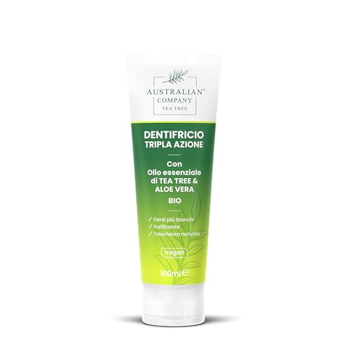 Triple Action Gel-Zahnpasta mit Bio-Teebaumöl und Aloe Vera für die tägliche Mundhygiene - natürliche Zahnpasta mit biologischem Teebaum und Aloe vera - 100 ml Australian Company Tea Tree
