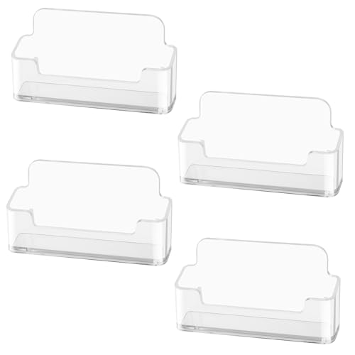 Flintronic 4-Piece Transparent Business Card Holder - Acrylic, Clear Display for Desktop Office - Fits 30-50 Cards