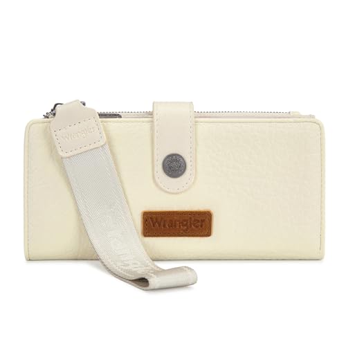 Image of Montana West X Wrangler Wristlet Wallets for Women Large Bifold Clutch Wallets with Coin Purse Smooth Zipper and Rfid Lining