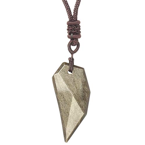 MATT HANN Nature Stone Spike Pendant Necklace Amulet Grounding Stone Protection (Color Golden Obsidian Spike Pendant)