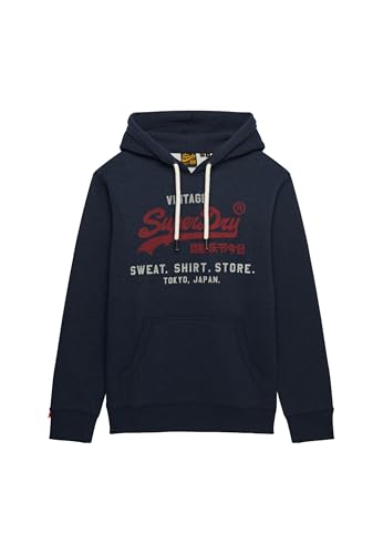 Superdry Herren Lässiges Vintage Logo Heritage Hoodie Trench Marineblau Meliert XXL