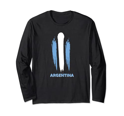 Flag Argentina Long Sleeve T-Shirt, Black
