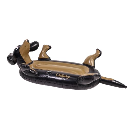 Funny Inflatable Black Dog Pool Float with Cup Holder for Adults, Teens, Pets, Dogs, Dachshund Dog Shape Swimming Floaties, Animal Floats for Pool, Ride on Pool Float