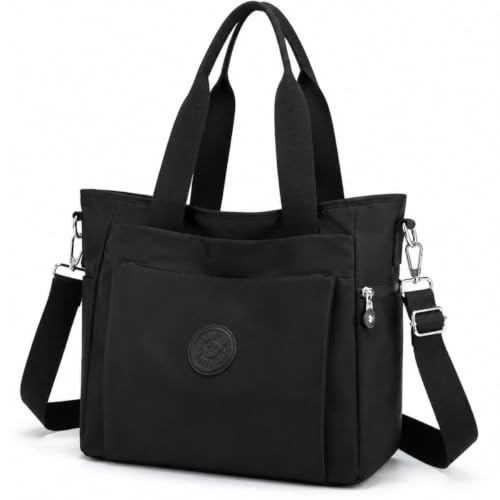 Bolsa Feminina Tote Grande Com Alça Ombro e Transversal Impermeável Notebook Reforçada Faculdade Trabalho Escola Adolescente (Preto)