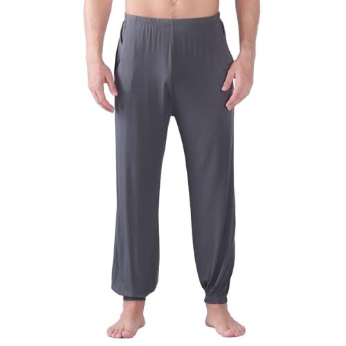 Men's Long Pants Yoga Yoga Pants Cotton Summer Spandex Stretch Comfy Ankle Lounge Baggy Thin Pajamas