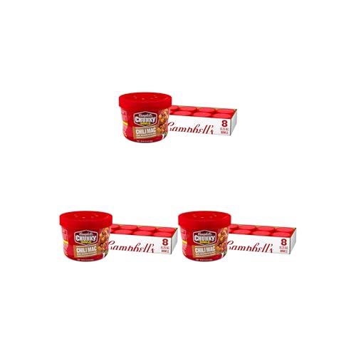 Campbell's Chunky Soup, Chili Mac Soup, 15.25 oz Microwavable Bowl (Case of 8) (Pack of 3)