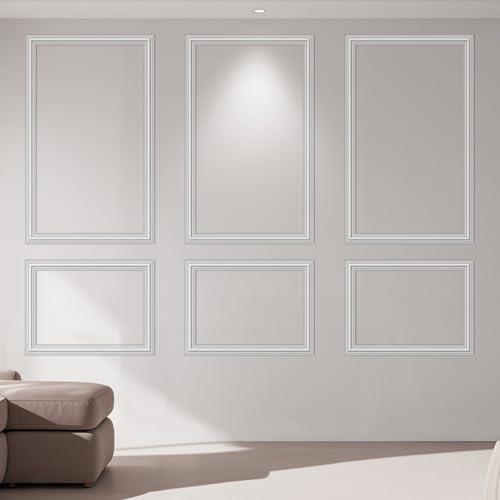 Art3dwallpanels Vorgeschnittenes Wandleisten-Set mit 6 Stück fertig montierbare Wainscoting-Paneele für Innenwanddekoration Wohnzimmer Schlafzimmer Akzentwand - Installation mit Klebstoff 3 Oben 3