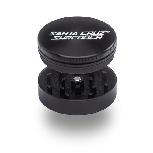 Santa Cruz Shredder Metal Herb Grinder Knurled Top for Stronger Grip 2-Piece 2.7" (Black)