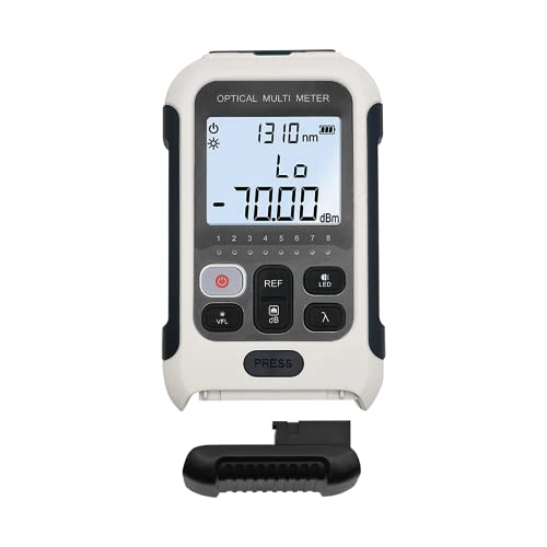 QIIRUN TM570 Compteur de puissance optique 3 en 1 alimenté par batterie rechargeable, mini Testeur de fibre optique avec localisateur de défaut visuel 15 mw et traqueur de câble RJ45 Cover