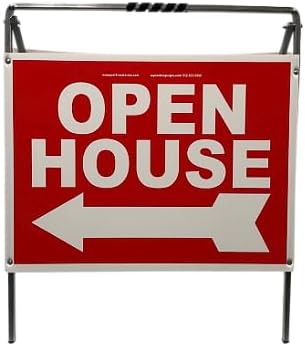 Open House Signs Metal A-Frame Kit - 5 Pack Real Estate Yard Signs 24x18 Inch Weatherproof Directional Property Signs Red