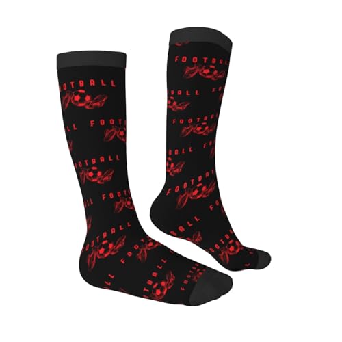 Football Calf-Length Color-Blocked Knee-High Socks With 3D Printed Design, Unisex3
