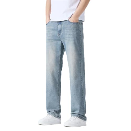 Men's Summer Thin Straight Denim Jeans Soft Breathable Casual Business Loose Long Pants