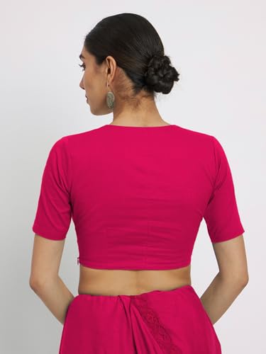 Image of Thevasa Women's Everyday Divine Depth V Neck Half Sleeves Blouse