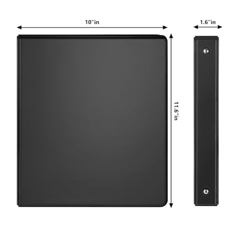 Image of COMIX Sturdy 3 Ring Binder 1 Inch with Clear View Cover | 1 inchRound Ring Design,PVC-Free Material,Holds 200 Sheets,Fits US Letter 8.5x11 Paper,Office & School,Home Use,8 Pack (Black)