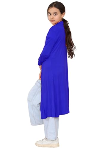 Image of Loxdonz Kids Long Open Front Cardigan Coverup Boyfriend Cardigan Sweater for Girl's Beach Cover ups Kimono Maxi Duster