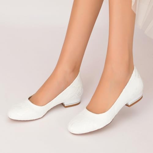 Women Slip On Lace Wedding Flats Wedding Shoes for Bride Shoes Closed Toe Ballet Flats2