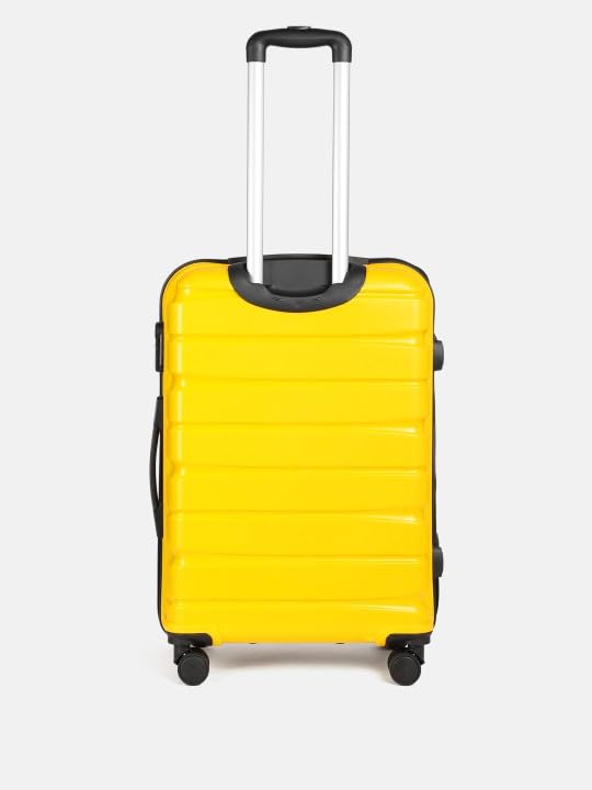 Image of Teakwood Medium Size 8 Wheels Trolley Bag, Hard Cabin with Zipper Closure, Adjustable Push Button & Cross Side Strap, Number Lock System 360 Degree (Medium, Yellow)