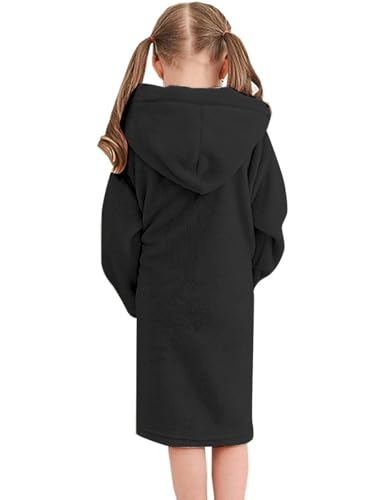Image of Umeyda Girls & Women Fleece Hooded Robes, Soft Fuzzy Bathrobe Warm Plush Fluffy Bath Robe for Kids Womens