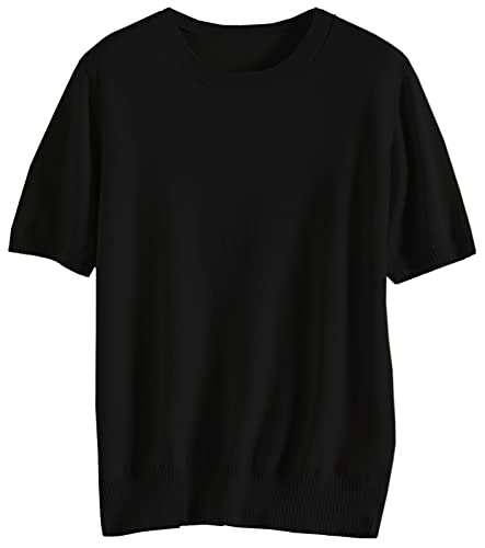 DAIMIDY Women's Short Sleeve Crew Neck Sweaters Lightweight Summer Sweater Casual Knit Pullover Tops4