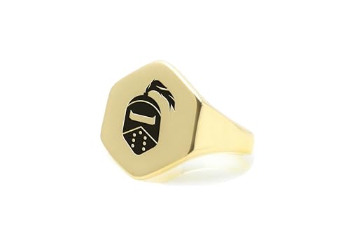 Bague casque de chevalier gravé en acier inoxydable brossé style médiéval