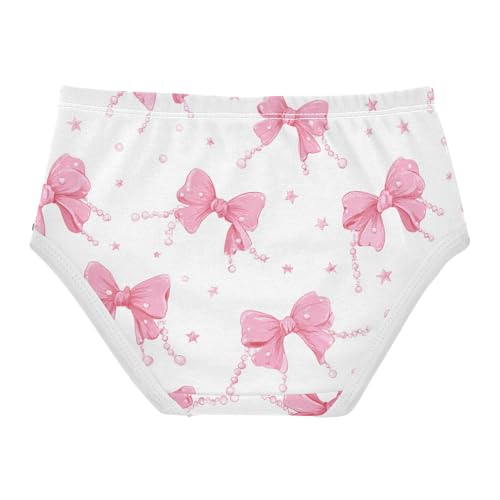 Wusikd Bows Pink Stars Girls' Underwear Cotton Girls Briefs Soft Toddler Underwear 2T2