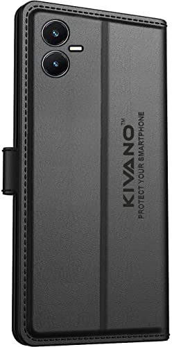 Image of KIVANO Compatible with Vivo Y22 Flip Cover | Leather Finish | Inside Pockets & Inbuilt Stand | Shockproof Wallet Style Magnetic Closure Back Cover Case