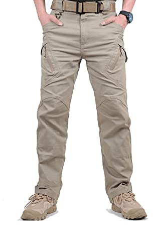Sobrisah Men's Tactical Pants Military Combat Cargo Pants Lightweight Cotton Work Pants Outdoor Hiking Trousers With 8 Pockets Khaki 34 #TOP1