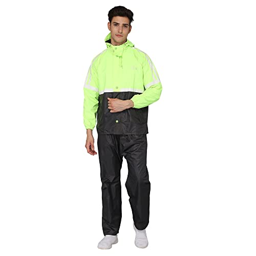 Image of THE CLOWNFISH Men's Waterproof Casual Style Polyester Double Coating Reversible Raincoat With Hood And Reflector Logo At Back For Night Travelling