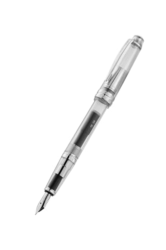 Image of Cross Bailey Light Translucent Clear Resin Fountain Pen - Extra-Fine Nib, Bright Chrome Internal Mechanism, Chrome-Plated Accents