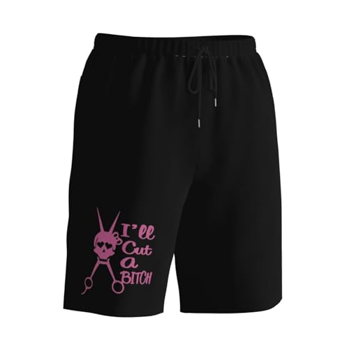 I'll Cut A Bitch Scissors Men's Quick-Dry Board Shorts 7" - Swim Trunks Summer Hawaii Beach2