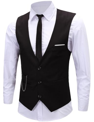 ERZTIAY Men's Formal Dress Vest Business Slim Fit Sleeveless Tuxedo Suit Vest Waistcoat
