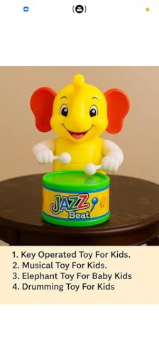 Image of PRV Fashion Key-Operated Cute Drummer Toy for Toddler Kids Birthday Gift Birthday Return Gift Drumming and Dancing Action for Kids (ELEPHENT)