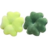 Wowmcrushiss 2Pcs Four Leaf Clovers Pillow 3D Cute Throw Pillow 16x16 Inch Soft Seat Cushion Room Decor for Girls, Teens, Tweens & ToddlersPlant
