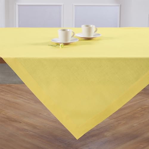 Solino Home 100% Linen Table Cloth, Throw Sunshine Yellow, Fete 52 x 52 in by Solino Home - Used condition - US$33.81