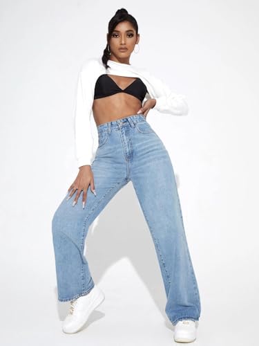 Image of GRECIILOOKS Baggy Jeans for Women | High Waist Wide Leg Stylish for Girls Trendy Women's Pant | Loose Jean for Women's | Jean for Womens