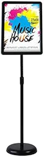 HUAZI A4 Sign Stand Floor Sign Holder Both Vertical & Horizontal View Displayed,Snap-Open Frame with Safety Corner for School Church Business Show,Black