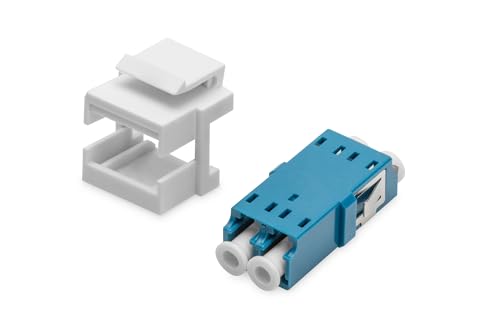 DIGITUS LWL-Keystone-Modul – LC/LC-Duplex – Singlemode Glasfaser – OS2 – Keramikhülse – für Patchpanel oder Anschlussdosen – Blau/Weiß